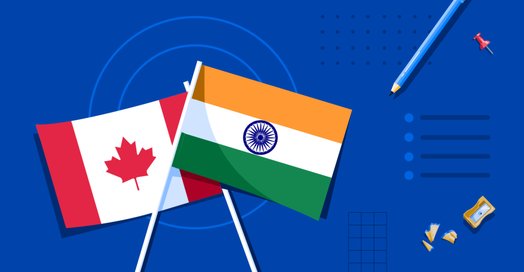 Illustration of Canada and India flags