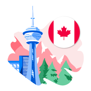 Illustration of Canadian flag and Calgary Tower