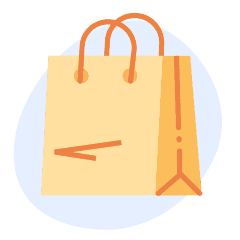 An illustration of a yellow paper bag.