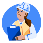 A illustration of a woman construction worker.