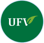 The logo of the University of the Fraser Valley (the initials UFV in white and green; the last half of the 