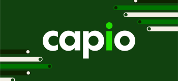 Blog header featuring a dark green background, white and middle green rounded rectangles, and the lowercase title "capio" with the i in green